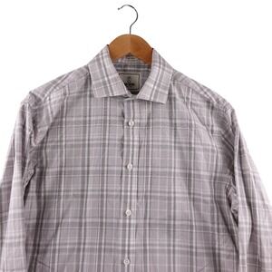 Todd Snyder New York Mens Gray Plaid Long Sleeve Button Down Shirt Size 16 34/35